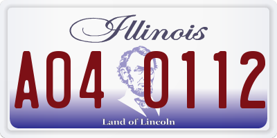 IL license plate A040112