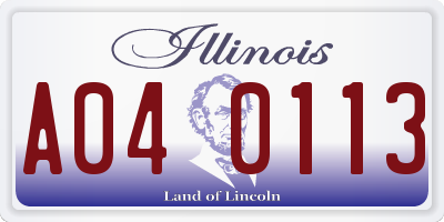 IL license plate A040113