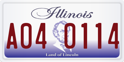 IL license plate A040114