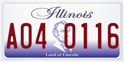 IL license plate A040116