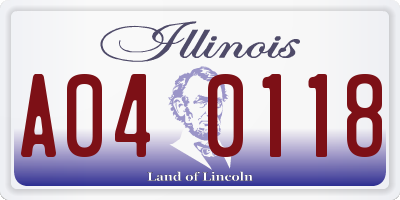 IL license plate A040118