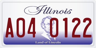 IL license plate A040122