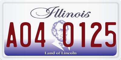 IL license plate A040125