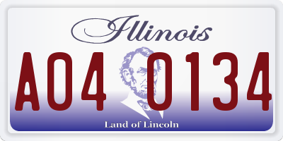 IL license plate A040134