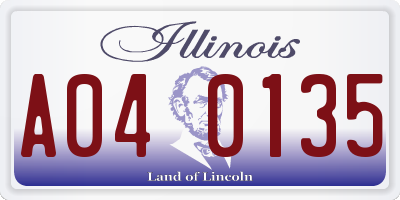 IL license plate A040135