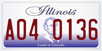 IL license plate A040136