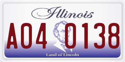 IL license plate A040138