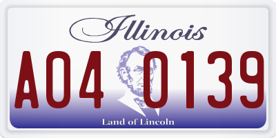 IL license plate A040139