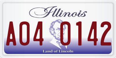 IL license plate A040142