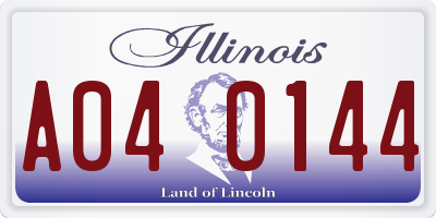 IL license plate A040144
