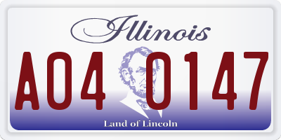 IL license plate A040147