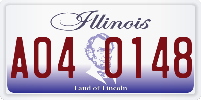 IL license plate A040148