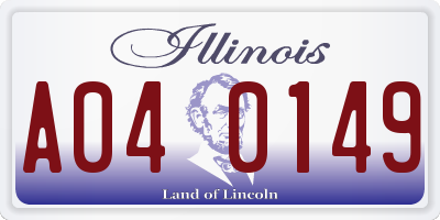 IL license plate A040149