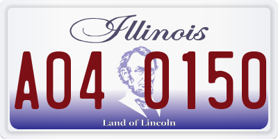 IL license plate A040150
