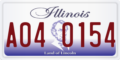 IL license plate A040154