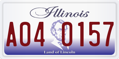 IL license plate A040157