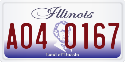 IL license plate A040167