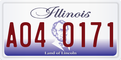 IL license plate A040171