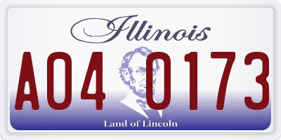 IL license plate A040173