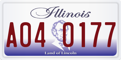IL license plate A040177
