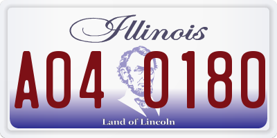 IL license plate A040180