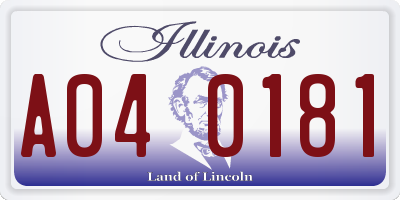 IL license plate A040181