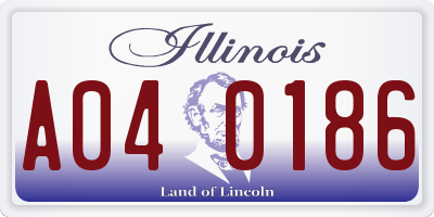 IL license plate A040186