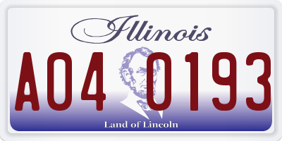 IL license plate A040193