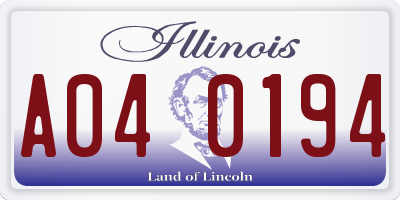 IL license plate A040194