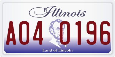 IL license plate A040196