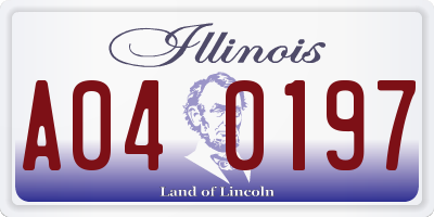 IL license plate A040197