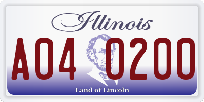 IL license plate A040200