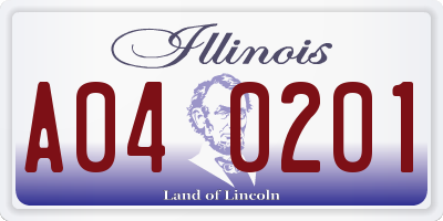 IL license plate A040201
