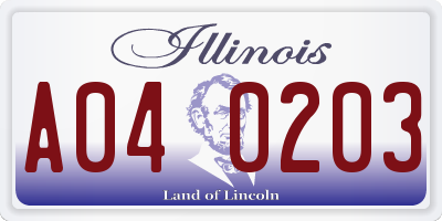 IL license plate A040203