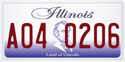 IL license plate A040206