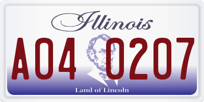 IL license plate A040207