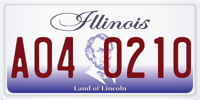 IL license plate A040210
