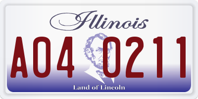 IL license plate A040211