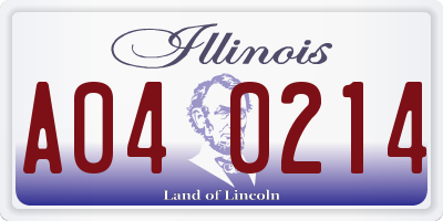IL license plate A040214