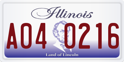 IL license plate A040216