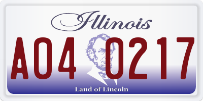 IL license plate A040217