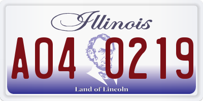 IL license plate A040219