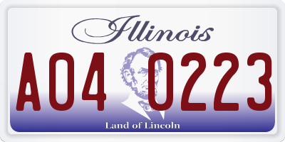 IL license plate A040223