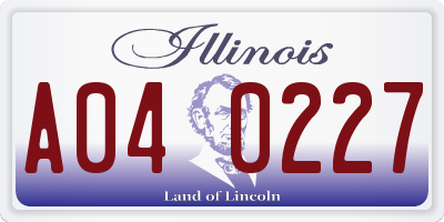 IL license plate A040227
