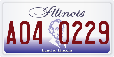 IL license plate A040229