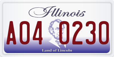 IL license plate A040230
