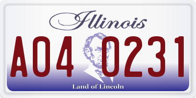 IL license plate A040231