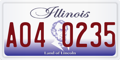 IL license plate A040235