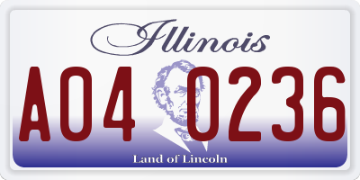IL license plate A040236