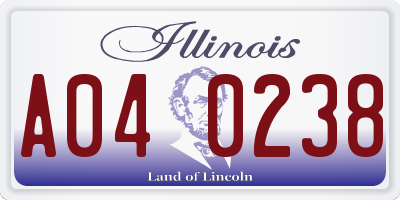 IL license plate A040238